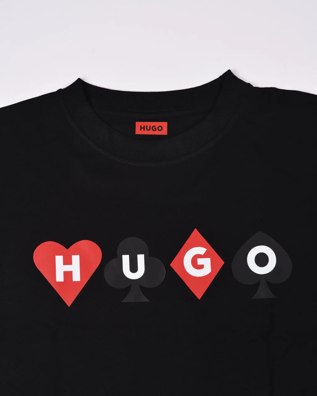 Hugo Cotton- T-shirt with playing-cards logo Black